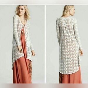 Free People Beach Women’s Crochet Love Song Duster Cardigan Size Small